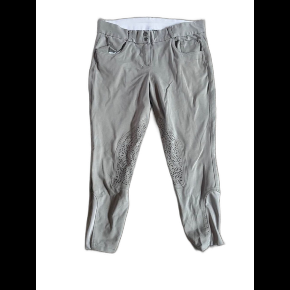 Piper by Smartpak Grayish Tan Silicone Knee Patch Riding Breeches- 36R- Used
